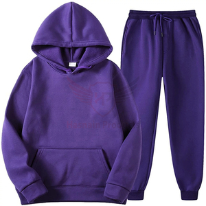 Vente en gros Logo personnalisé Ensemble de sport décontracté pour femmes respirant grande taille hiver Streetwear couleur unie sweats à capuche survêtement - Product Image 6