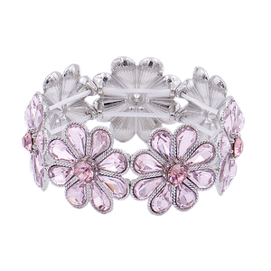 Braccialetti con fiori elasticizzati in vetro blu AB bracciale in cristallo placcato oro accessorio gioiello elegante unico - Product Image 1