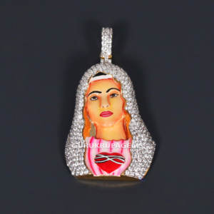 Resplandor brillante con creencia cristiana unisex hiphop 925 colgante de diamante de moissanite de corte redondo de plata esterlina con claridad VVS - Product Image 2