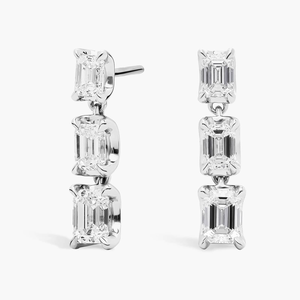 Royal Women's Stylish 10K Gold Lab Grown Diamond Dangle <b>Drop</b> <b>Earrings</b> Elegant <b>Emerald</b> Cut for Weddings & Parties Gift - Product Image 5