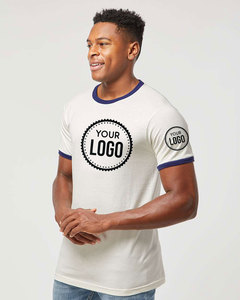 เสื้อยืดคอกลมสำหรับผู้ชายเสื้อยืดริงเกอร์50/50เสื้อยืดออกแบบโลโก้ได้ตามต้องการ - Product Image 3