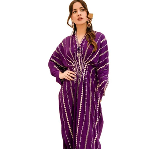 Nueva llegada ocasión desgaste caftán largo de talla grande bordado a mano manga tres cuartos con caftán elástico - Product Image 1