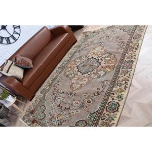 5.5x8.9 ft Vintage Rug, Turkish Rug, <b>Brown</b> Solid <b>Wool</b> Rug - Product Image 4