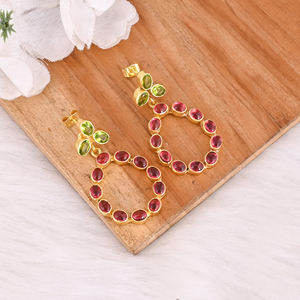 Women's Drop <b>Earring</b> Natural <b>Tourmaline</b> Peridot Gemstone Women's Stud <b>Earrings</b> Gold Plated Jewelry 925 Sterling Silver <b>Earrings</b> - Product Image 3