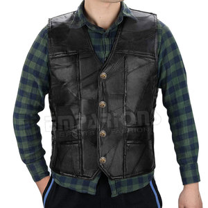 Gilet de moto en cuir pour hommes, toutes les tailles et couleurs disponibles, gilet de motard professionnel en cuir véritable sans manches - Product Image 5