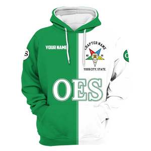 Sudadera con Capucha Bordada de Algodón de Alta Calidad con el Emblema de la Orden de la Estrella de Oriente, Ropa Masónica Griega Unisex - Product Image 1