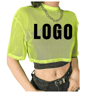 Top corto para mujer de la mejor calidad, ropa informal hecha en fábrica, camiseta de malla transpirable, Top de algodón holgado - Product Image 1
