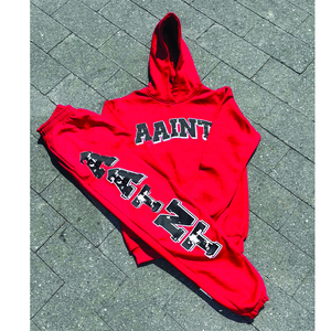 Ensemble sweat-shirt à capuche zippé et bas de cloche avec logo personnalisé sérigraphie 100% coton ensemble de pantalons de survêtement à capuche pour hommes ensemble de jogging et de survêtement - Product Image 6