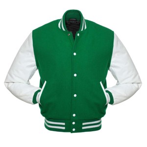 Men's <b>High</b> Street Style Varsity Jacket <b>High</b> Quality Wool <b>Leather</b> Stand Collar Durable Soft CollegeBaseballjacket for men - Product Image 2
