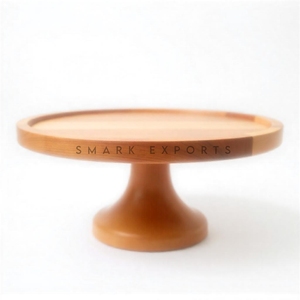 Soporte de pastel de madera redondo hecho a mano con base de pedestal para exhibición de mesa de postre elegante bodas y eventos especiales de la India - Product Image 2