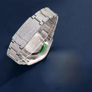 Reloj de cuarzo con correa de acero inoxidable de 5mm de lujo para hombre, reloj analógico de estilo hip hop ostentoso con diamantes de moissanita Premium - Product Image 1