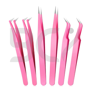 6 Piece Pink Color Stainless Steel Eyelash Extension Tweezers New Arrival Made of High Grade Surgical Steel Grafted Tweezers - Product Image 6