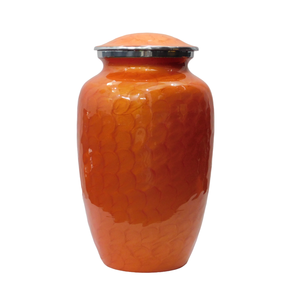 Top Quality Aluminium Adult Cremation Urns With <b>Silver</b> And Orange Enamel Finished <b>Metal</b> Funeral Urns <b>For</b> Human Ashes - Product Image 1