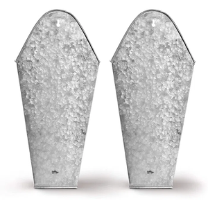 แจกันแขวนโลหะชุบสังกะสีทรงสูงถังใส่ของตกแต่งบ้านฟาร์มสำหรับดอกไม้อีสเตอร์ชุดปลูกต้นไม้ติดผนังในสวนสไตล์ดีบุก - Product Image 5