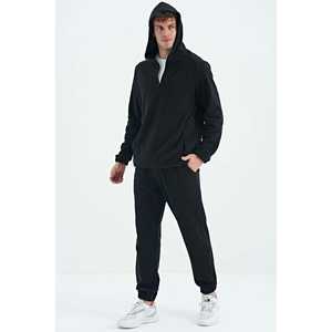 Ensemble de survêtement en molleton noir à capuche pour homme Hector 85227, respirant - Product Image 3
