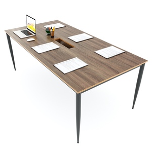 Muebles de Oficina para Ministros, Mesa de Reuniones de 200x100cm, Madera Contrachapada con Revestimiento de Melamina, Características Ajustables, Sistema HBCN023 Cone II - Product Image 1