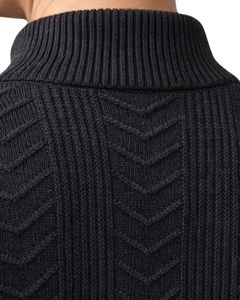 <b>Men</b> Quarter Zip Knit Sweater Solid Black Textured Cable Pattern Warm Winter Casual Pullover OEM Custom High Quality For <b>Men</b> - Product Image 5