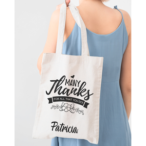 Bolsa de Tela de Algodón Personalizable con Mensaje de Agradecimiento para Profesores - Product Image 1