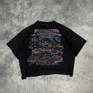 T-shirt tendance pour homme avec patchs déchirés, t-shirt graphique patchwork urbain, t-shirt décontracté en coton streetwear pour tous les jours - Product Image 3