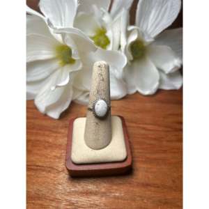 Navajo Handmade White Buffalo Gemstone <b>Ring</b> with Natural Stone 7.5 Size Boho & Hip-Hop Style Everyday Wear <b>Statement</b> <b>Ring</b> - Product Image 2