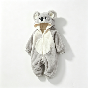 Mono de peluche de koala gris personalizado para bebé, pelele de koala con capucha de forro polar, disfraz de koala para recién nacido. - Product Image 2