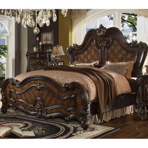 Antique Brown Mahogany <b>Veneer</b> Bedroom Classic Solid Wood Hand Carved Traditional Design - Product Image 2