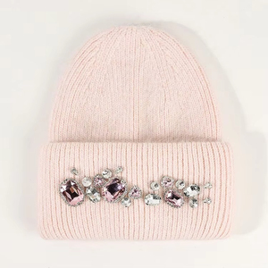 Gorro de Punto Personalizable con Adornos de Cristal Acrílico Hechos a Mano, Logotipo Personalizado, Cristales de Estrás - Product Image 5