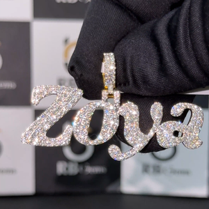 Colgantes Cristianos Finos, Dijes Hip-Hop, Gemas RB Certificadas por IGI, Nombre Personalizado, Chapado en Plata/Oro, Corte Brillante, Moissanita VVS, para Mujer - Product Image 1