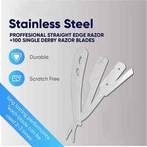 มีดโกนหนวดสำหรับช่างตัดผมแบบขอบสองชั้นมีดโกนหนวดแบบแมนนวลมีดโกนหนวดสแตนเลสสำหรับผู้ชายตรงสำหรับเคราใต้วงแขนและลำตัว - Product Image 2