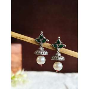 Boucle d'oreille en argent réplique oxydée avec finition argentée pour femmes, produit ethnique en vrac, bijoux de mode - Product Image 5