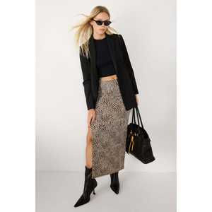 Leopard Print <b>Midi</b> <b>Skirt</b> with <b>Slit</b> - Product Image 2