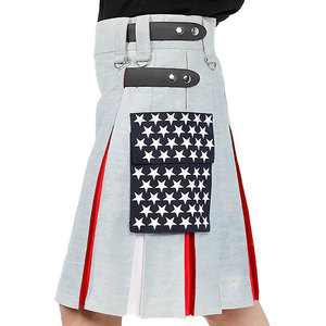 Kilt en jean pour homme US FLAG 2026, kilt utilitaire moderne américain patriotique avec bretelles réglables et poches cargo - Product Image 3