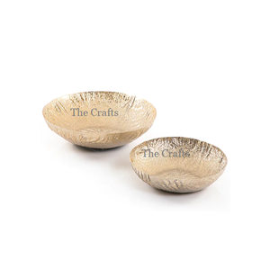 Set Of Two Round Shape Chocolates Bowl In Aluminium Gold Color Salad Serving Bowl <b>For</b> Home Dinnerware Use - Product Image 1