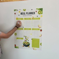 Organisateur de nutrition de menu de repas hebdomadaire réutilisable planificateur durable en polystyrène effaçable à sec surface statique aimant métallique inclus