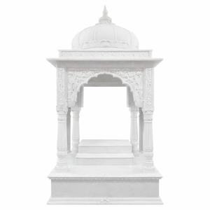 White Agate Hand Carved Engraved Pillar Home Temple <b>Mandir</b> Pooja Mandap Traditional Hindu Prayer Shrine Wholesale Export - Product Image 1