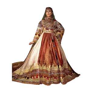 Vestido Casual Vintage de Satén para Mujer Afgana, Hecho a Mano con Lentejuelas, Estampado Animal, Detalle de Botones, Ajuste Natural y Cómodo para Uso Diario - Product Image 1