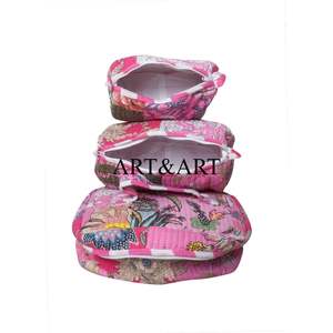 Vanity Delight Cotton 3-Piece Zipper Closure Eco-Friendly Cosmetic <b>Bag</b> Set Glamorous Soft Touch Pouches - Product Image 4