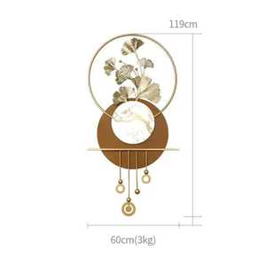 ประติมากรรมศิลปะบนผนังโลหะ3D ที่ทันสมัยดีไซน์รูปใบแปะก๊วยแบบแฮนด์เมดสำหรับตกแต่งผนังห้องนั่งเล่น - Product Image 2