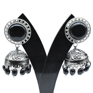 Magnifiquement conçu pierre semi-précieuse clous perles Jhumka boucle d'oreille noir Antique polonais bijoux fantaisie pour filles et femmes - Product Image 1