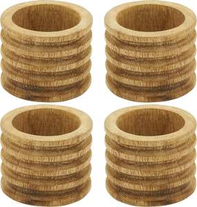 Anneaux de serviette en bois nervuré, de qualité supérieure, écologiques, porte-serviettes de table en stock pour les mariages, les événements, les fêtes et logo personnalisé disponible - Product Image 3