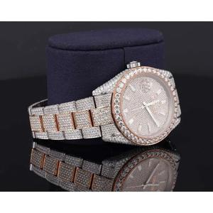 Men's Watch Full Diamond Top Selling <b>Waterproof</b> <b>Wristwatch</b> Calendar Stainless Steel Band Quartz Watch. - Product Image 6