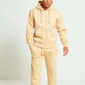 Chándales de invierno para hombre de alta calidad 100% algodón polar elástico con cremallera conjunto de 2 piezas traje deportivo informal - Product Image 3