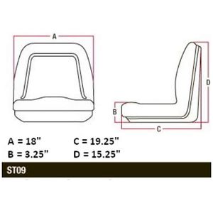 John Deere / Kubota Compact Tractor Flip Style Seat w/ <b>Hinge</b> - Product Image 2