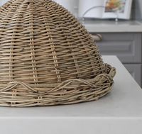 Couvercle de dôme alimentaire en rotin fait à la main avec plateau panier cloche en osier tissé à la main pour la décoration de table et la protection des aliments
