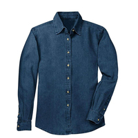 Erkek İki Cepli Kapaklı Slim Fit Uzun Kollu %100 Pamuk Kışlık Yıkanmış Denim Örme Nefes Alabilen Özelleştirilebilir Resmi Gömlekler Günlük