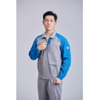Set da Lavoro di Sicurezza FMF per Uomo, Blu Cielo e Grigio, Maniche Lunghe, Alta Visibilità, Tessuto TC, Prodotto in Vietnam