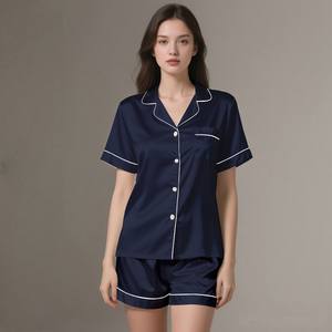 Conjunto de Pijama de Seda Satén de Lujo para Mujer, Ropa de Dormir Transpirable y Suave para Primavera/Verano, Personalizable - Product Image 4