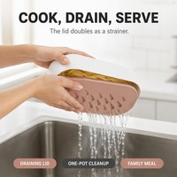 Casserole à spaghetti pour micro-ondes avec couvercle égouttoir, guide de mesure intégré, réutilisable, pour la préparation de pâtes en une seule cuisson