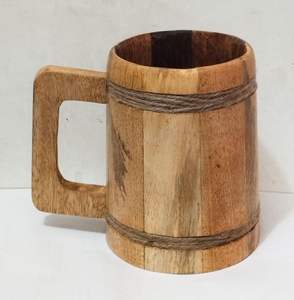 Tasse en bois faite à la main tasse à café en bois d'acacia rustique polonais naturel - Product Image 5