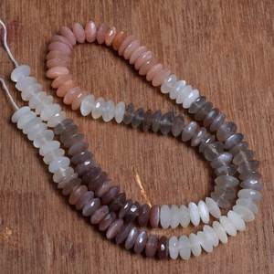 Wholesale 8mm Grey Crystal Faceted Multi Moonstone Rondelle Beads Natural Handmade Fancy Shape Loose Beads Jewelry Making India - Product Image 3